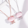 2 colliers avec pendentif panda en quartz rose et strass