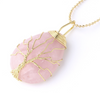 Collier - Pendentif Arbre de vie en pierre de quartz rose