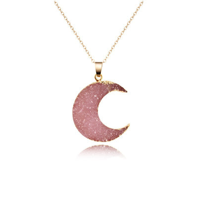 Collier en pierres naturelles demi-lune rose