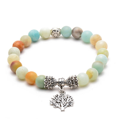 Bracelet en amazonite avec pendentif arbre de vie