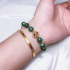 Bracelet en or 14k avec perles du malachite