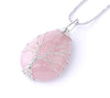 Collier - Pendentif Arbre de vie en pierre de quartz rose