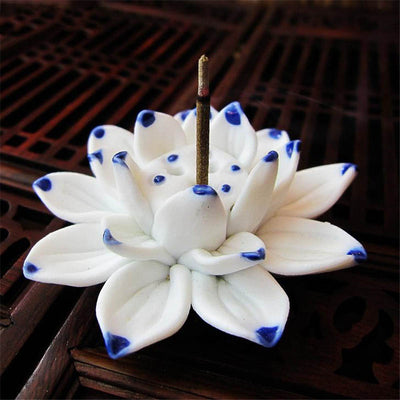 Porte-encens en céramique Fleur de Lotus