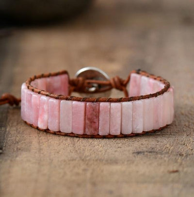 Bracelet Boho en pierre d'Opale rose