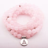 Bracelet mala 108 perles quartz rose avec charm bouddha
