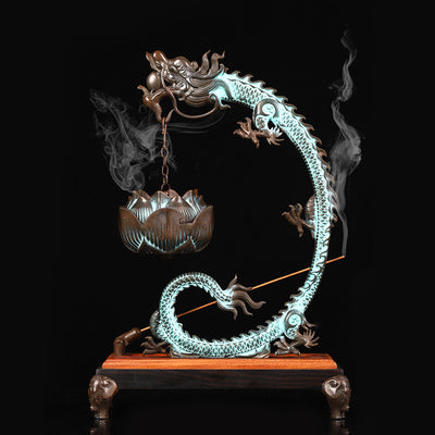 Porte encens dragon asiatique métal