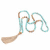 Collier Bracelet Mala Turquoise et Jaspe Paysage Beige avec Pompon