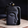 Collier et Pendentif Amulette de Protection Bouddha en Obsidiennet
