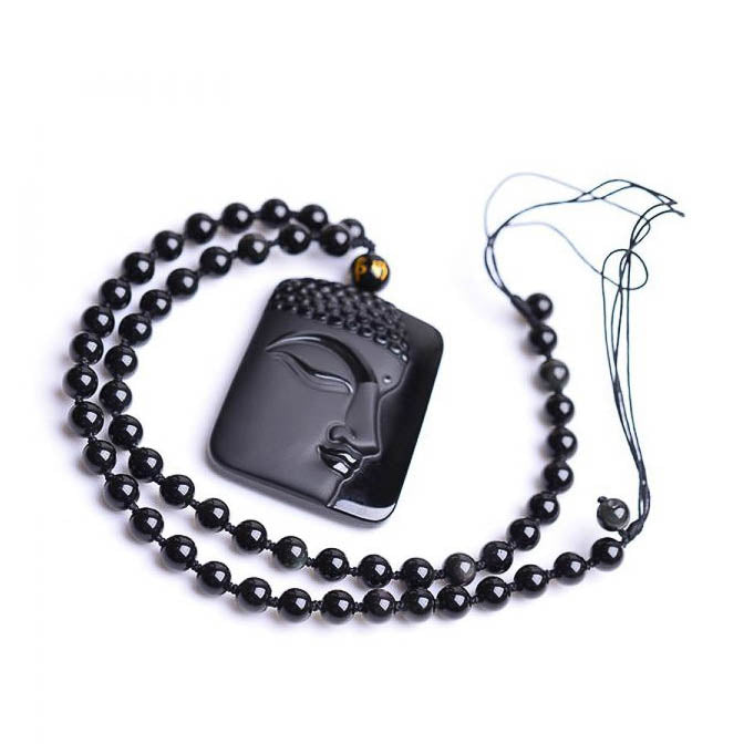 Oeil de protection pendentif amulette - Obsidienne noire
